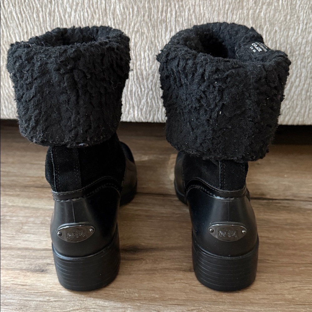 COACH ZANA A9172 Black Women's Boots With Fur - Picture 4 of 16